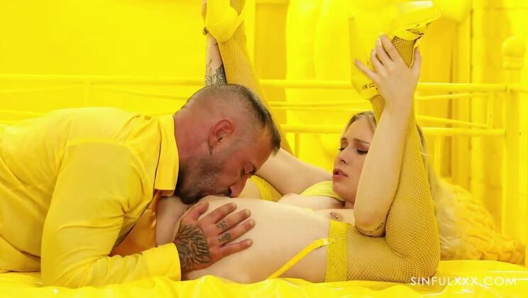 [SinfulXXX] - Blonde And Tattooed Slut Loves Deep Throating - Yellow Sin - Denisse Gomez