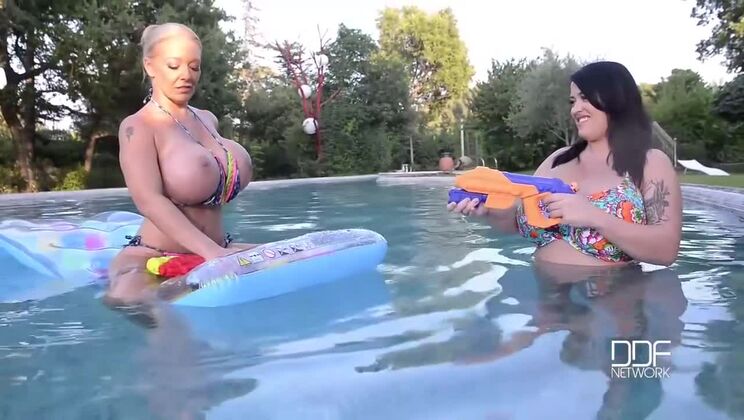 [DDFBusty] - Leanne Crow and Delz Angel - British Big Tits Pool Party - Leanne Crow - Delz Angel