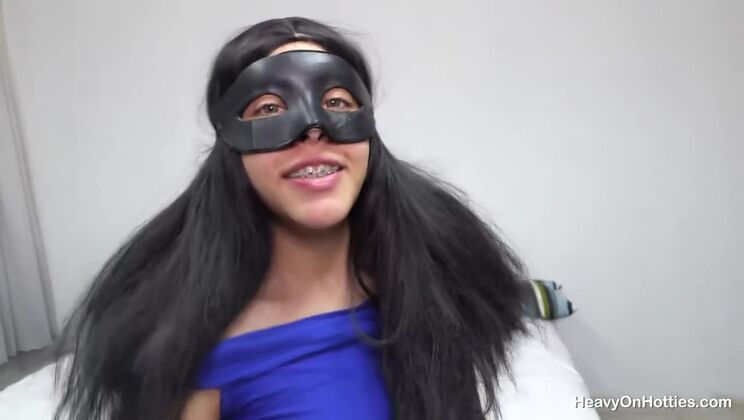 [HeavyOnHotties] - Masked Brunette Canela Delivers a Shit Facial