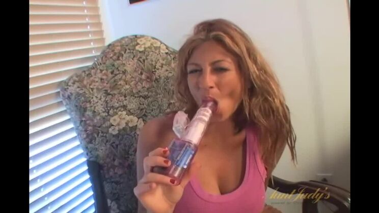 [AuntJudys] - Girl with Big Tits Plays with Sex Toy - bombshell