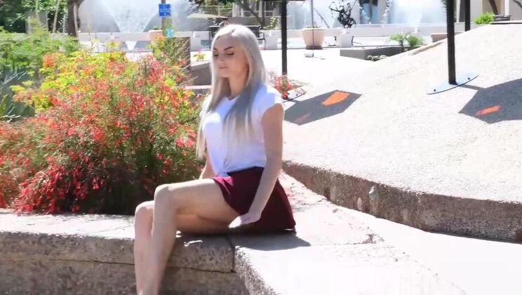 [FTVGirls] - Beautiful Tall Blonde Flirts in Outdoor Upskirt Scene