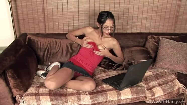 [WeAreHairy] - Upskirt View of Hairy Luna Monroe Jerking Off - Luna Monroe