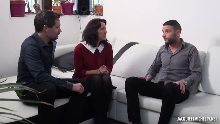 [Jacquie&MichelTV] - Greedy Brunette Leonie Loves Big Cock - Threesome Fun with Cumshot
