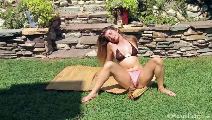 [WeAreHairy] - Sexy Hairy Girl Strips Outside