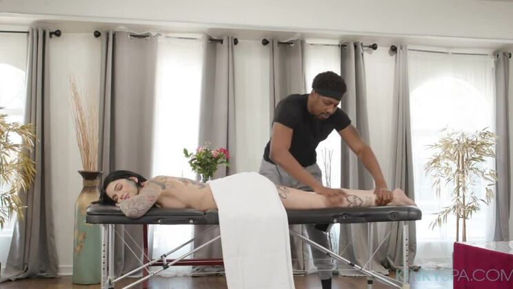 [KinkySpa] - Brunette Leigh Raven Takes Black Cock In Massage - Leigh Raven