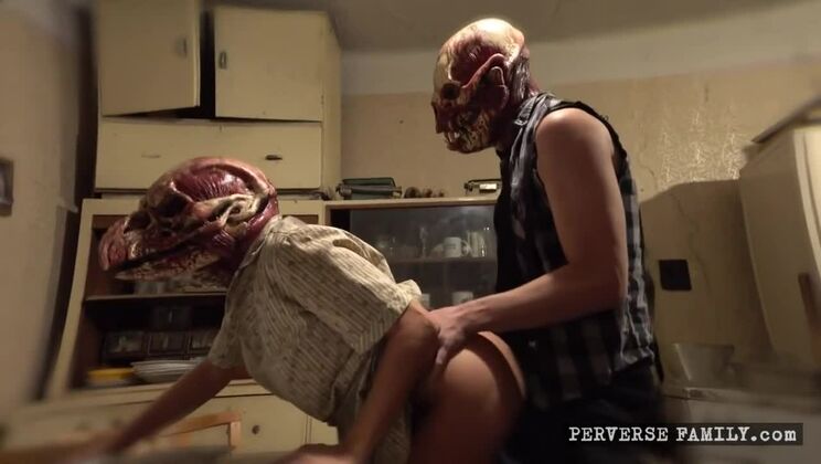 [PerverseFamily] - Hardcore Family Taboo - Masked Brunette Gets Destroyed - Lina