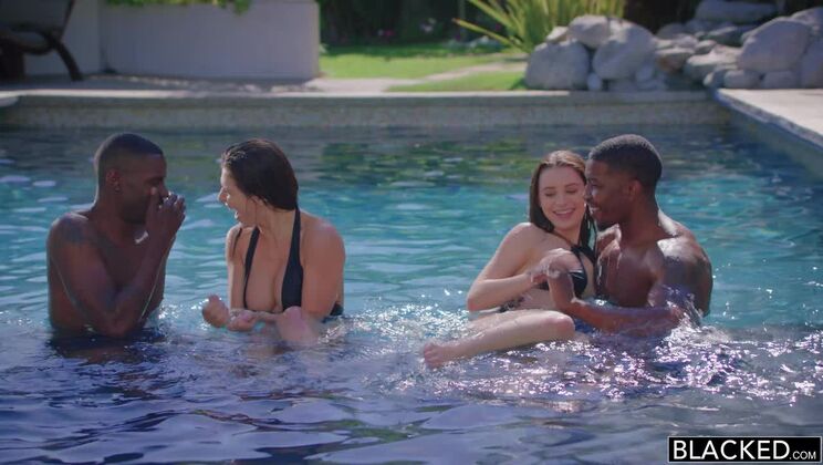 [BLACKED] - Brunette Besties Ride Two BBCs - Lana Rhoades - Isiah Maxwell - Leah Gotti - Jason Brown