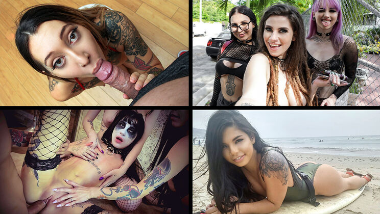 [TeamSkeetSelects] - Creampie on Tattooed Lovelies - Honey Gold - Harlowe Blue - Indica Flower - Val Steele