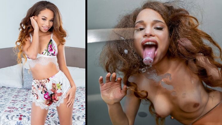 [LookAtHerNow] - Shaved Brunette Stepsister Gets Fisted