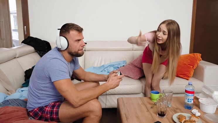 [TeensLoveHugeCocks] - Clean House Chaos: Small Tits Teen Rough Rides Cowgirl