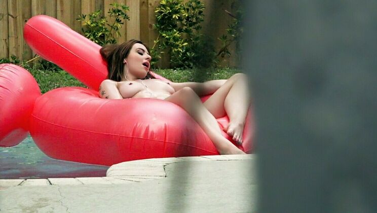 [PervsOnPatrol] - Scarlet’s Natural Tits Oiled by the Pool