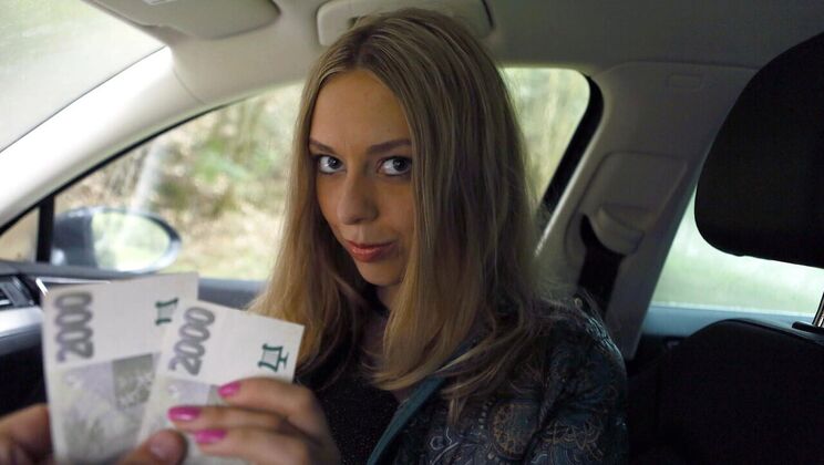 [PublicAgent] - Cute Russian Masturbates in Car with Shaved Pussy