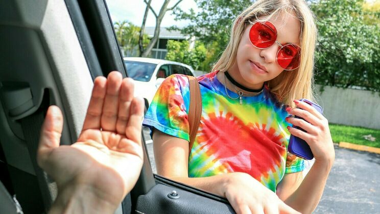 [StrandedTeens] - Tattooed Blonde GF Fucks Driver Behind Husband's Back