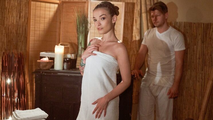 [MassageRooms] - British natural tits nympho drains massive cock - Michael Fly - Kylie Nymphette
