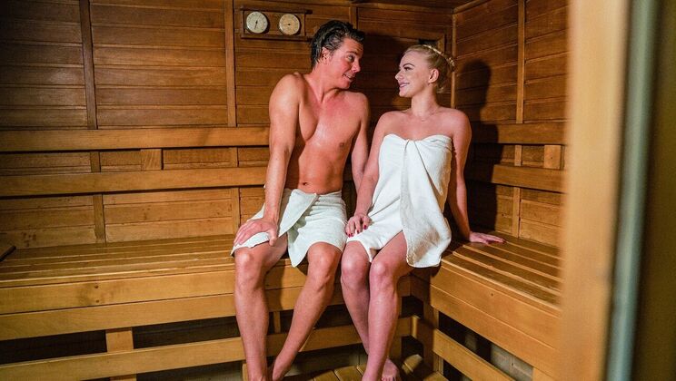 [DaneJones] - Hot blonde minx tempting in steamy sauna