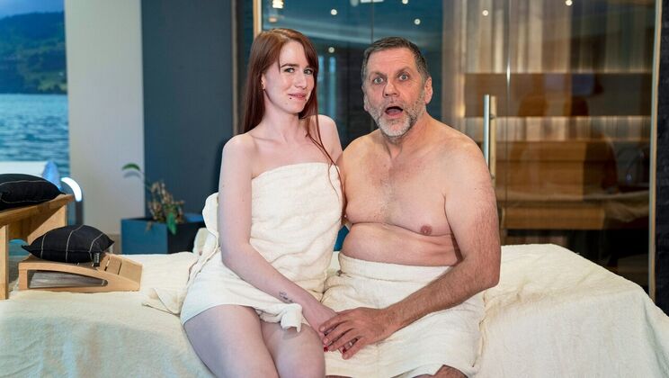[Oldje] - Redhead Gets Creampie After Intense Massage Sex