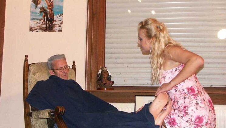 [Oldje] - Blonde Natural Tits Massage by Young and Old Actors - Vicentia - Nicholas
