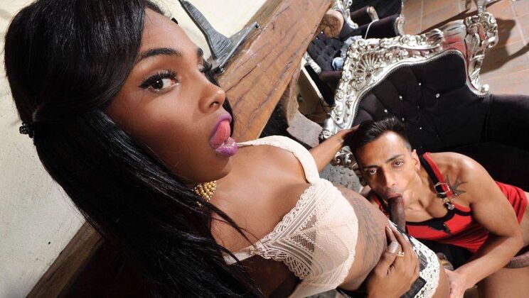 [PinkoTgirls] - Andrea Sucks Kiara's Cock, Cum in Mouth