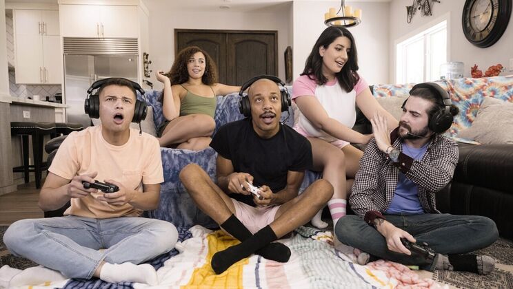 [HotGirlsGame] - Black Cock Meets Brunette Gamers