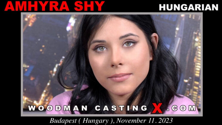 [WoodmanCasting] - Cumshot on Amhyra Shy's Shaved Pussy
