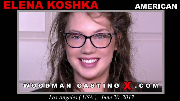 [WoodmanCasting] - Shaved Brunette Elena Koshka Strips Down - Elena Koshka