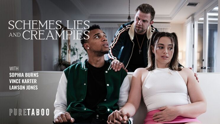 [PureTaboo] - Big Ass Brunette Gets Creampie Surprise - Vince Karter - Sophia Burns - Lawson Jones