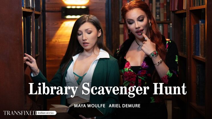 [Transfixed] - Kissing and Handjob in Library Scavenger - Maya Woulfe - Ariel Demure