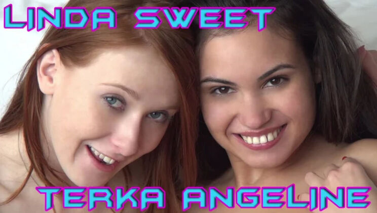 [WakeupnFuck] - Shaved Brunette Babes Share a Cock in Threesome - Linda Sweet - Terka Angeline
