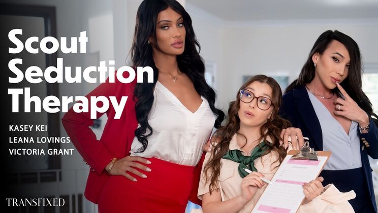 [Transfixed] - Uniformed Petite Brunette Sucks Cock with Pigtails - Kasey Kei - Leana Lovings - Victoria Grant