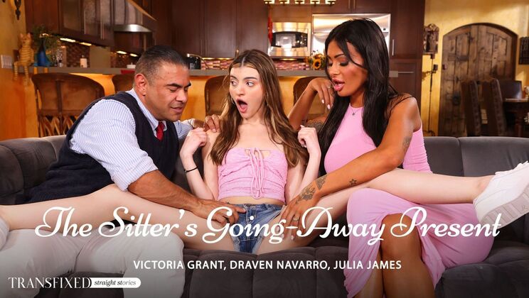 [Transfixed] - Teen Sitter in High Heels Takes Double Blowjob & Cumshot - Draven Navarro - Julia James - Victoria Grant