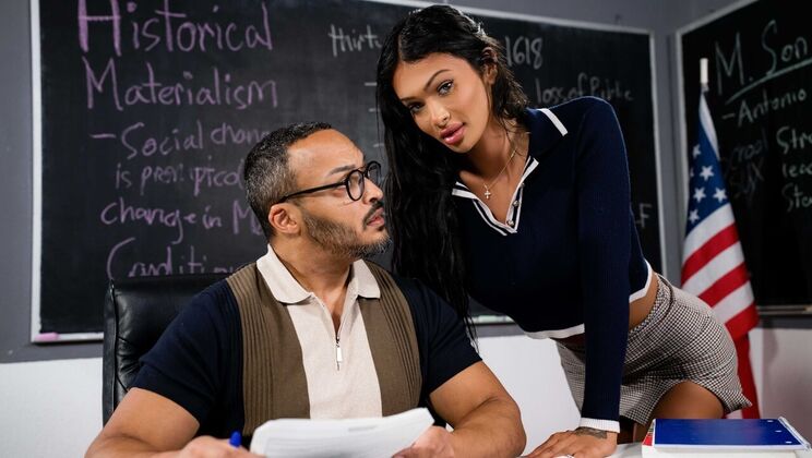 [TransSensual] - Guy Fucks Trans in Classroom: Blowjob, Missionary, and Side Fuck - Dillon Diaz - Victoria Grant